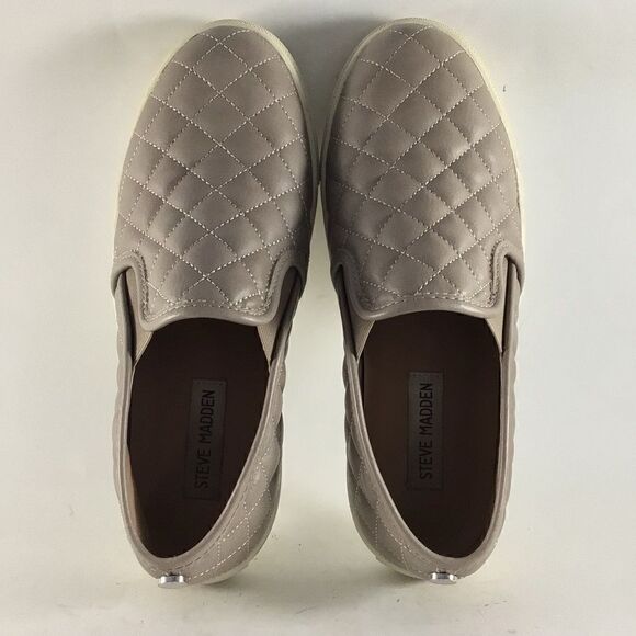 Steve Madden Ecentrcq womens quilted loafers shoes taupe gray size 7.5 M - Picture 4 of 8
